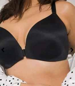 Soma Enbliss Luxe Front-Close Lace-Back Bra Racerback Push-Up- Black - Size 40D - Picture 1 of 7