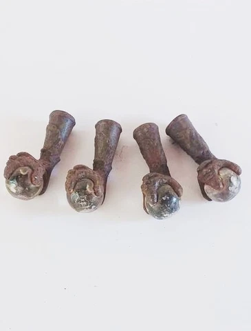 Antique Claw Foot Table Leg Ends Iron with Glass Marble Set of 4 Cover