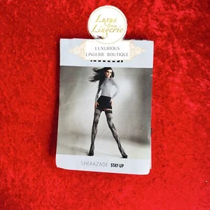 Sherazade Stayup By Wolford S Small Black White Hold-Up Stockings Design - Picture 1 of 7