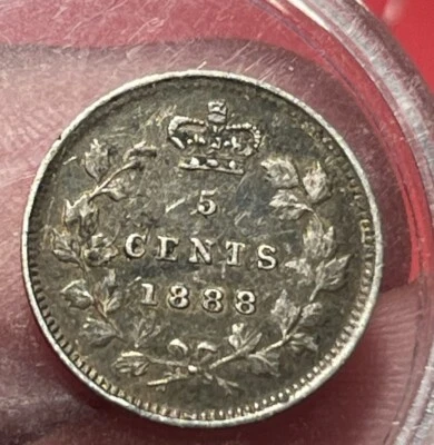 1888 Five Cents Canada Silver Half Dime - Image 1 of 2