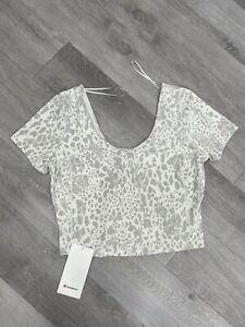 Lululemon Align Tee Cropped Cheetah Print Pullover Top New With Tag Size 12