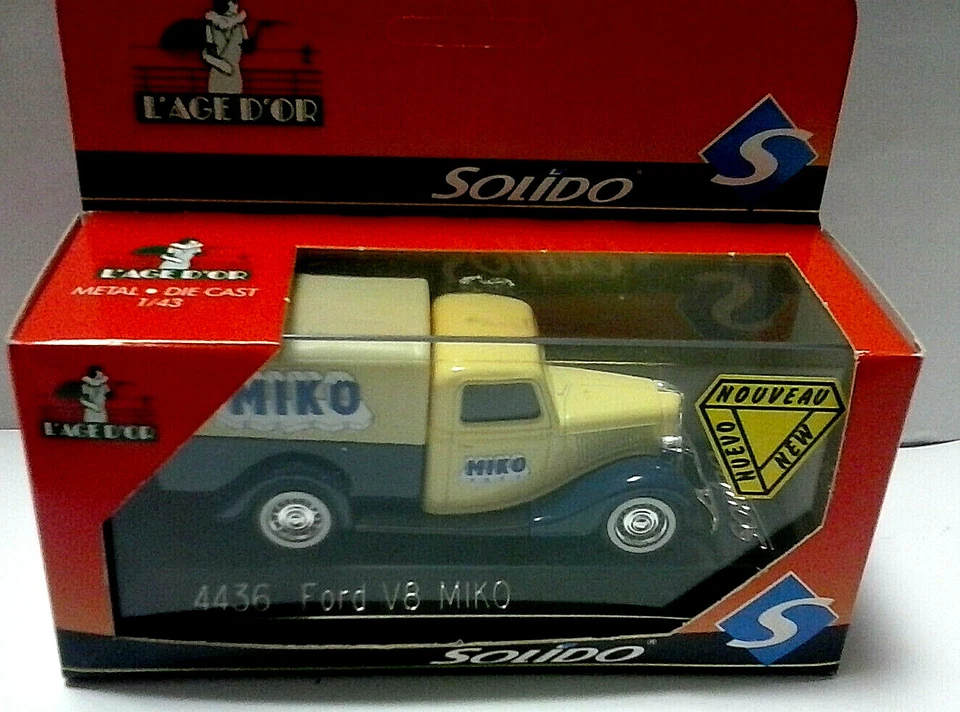 SOLIDO L'AGE D'OR 1:43 CAMION  DIE CAST FORD V8 MIKO GIALLO E BLU ART 4436 - Immagine 1 di 1