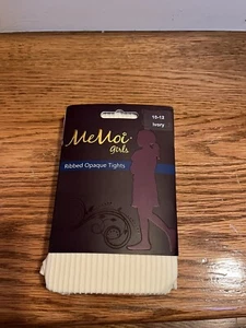MeMoi Girls Sz10/12 Ivory Ribbed Opaque Tights. NEW In Package!!! - Picture 1 of 2