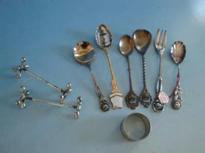 HK19-069: Besteckteile u.a Hildesheimer Rose versilbert teils mit Emaille  - Bild 1 von 3