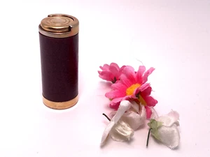 Vintage Gold Tone Metal Coin Holder Genuine Leather - Picture 1 of 8
