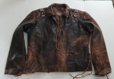 *RARO* Chaqueta de Cuero Gallery Western Marrón Cuero PULL ON Talla M Foto 1 de 4