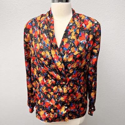 Eva Laurel Vintage Women’s Red Plaid Blouse Back Button Roll Neck  Size  10 - Image 1 of 4