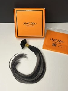 14 ZOLL FULL SHINE U TIP ECHTHAAR EXTENSIONS - SCHWARZ UND SILBER HIGHLIGHTS - Bild 1 von 6