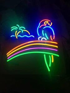 Rainbow Parrot Palm Tree 17"x14" Neon Sign Lamp Light Business With Dimmer VY - Picture 1 of 1