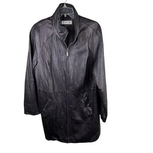 PRESTON & YORK trench lungo in pelle nera donna grande - Foto 1 di 4