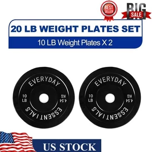 Par de placas de peso de placa de parachoques olímpica de 2 pulgadas de 10 lb para entrenamiento de fuerza negras - Imagen 1 de 8