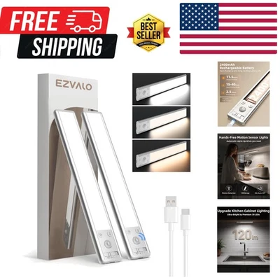 Sensor de movimiento recargable debajo del gabinete luces - 5 niveles regulables y 3 colores... Foto 1 de 4