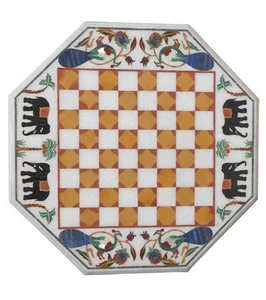 Handmade Corner Table Top / Marble Coffee Table Top / Unique Art Inlay Table Top - Picture 1 of 6