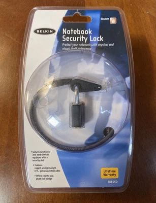 New Belkin Laptop Notebook Security Lock 6ft Galvanized Steel Cable F8E550  - Image 1 of 2