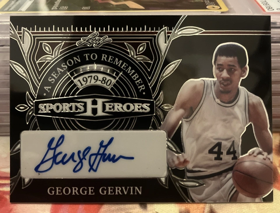 Autógrafo de héroes deportivos Leaf Metal 2024 George Gervin, PSA doble/35 Foto 1 de 2