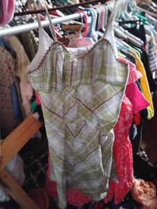 tommy jeans small lace plaid country prairie babydoll kleid grün damen lang - Bild 1 von 2