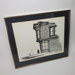 Disegno a inchiostro AVRUM RUBENSTEIN originale vintage "scivoloso quando bagnato" batti epoca arte - Foto 1 di 13