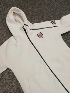 Adidas ZNE Hoodie Herren Medium weiß Kapuze Fulham FC Logo Reißverschluss Fußball - Bild 1 von 15