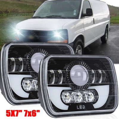 Par de faros Hi&Lo DRL para camioneta de carga Chevy Express 1500 2500 3500 7x6 5x7 Foto 1 de 4