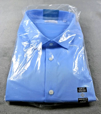 Calvin Klein Shirt Mens 5XL Blue Slim Fit Infinite Wrinkle Free Stretch Collar - Image 1 of 4