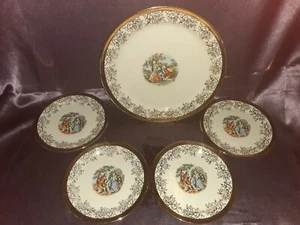 5 Pc. TAYLOR SMITH TAYLOR made in USA with 22 Carat Gold Trim Dinnerware "RARE" - Picture 1 of 11