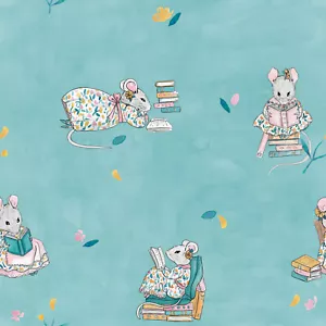 Poplin Fabric Katia Fabrics Bubels 145cmx50cm Little Rat readind Rat Mice - Picture 1 of 1