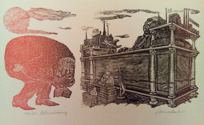 Holzstich Original POLARISIERUNG von Robert Schanzenbacher - Bild 1 von 3