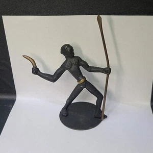 Vtg Richard Rohac Bronze African Spear Hunter Austria Hagenauer Era 4 Inch - Picture 1 of 10