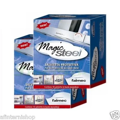 FALMEC MAGIC STEEL 2 PACCHETTI 20 SALVIETTE PROTEZIONE PULIZIA INOX