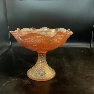 Marigold MIKADO Large Stemmed Compote - Fenton Carnival - Picture 1 of 9