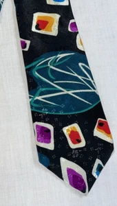 Gianno Mens Dress Tie Size 55" Black Geometric 100% Polyester Designer - Picture 1 of 12