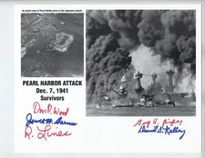 PEARL HARBOR AUTOGRAPHS SURVIVORS PHOTO SIGNED 8X10 INCHES WWII
