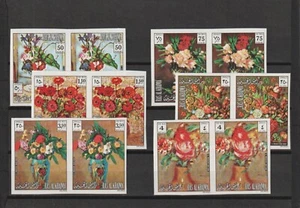 Ras Al Khaima 1972 - pinturas florales - Mi 865-870 imperf. Pares MNH - Imagen 1 de 1