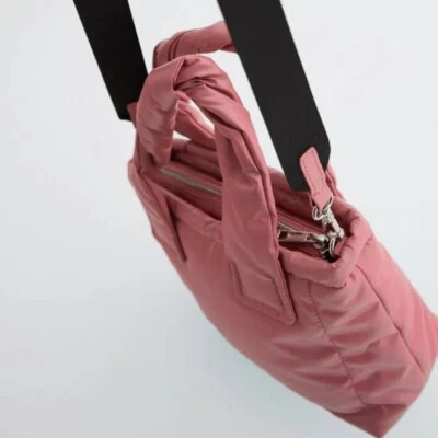 NEW WITH TAG ADORABLE ZARA Puffy Pink Mini Quilted Tote Crossbody Purse  - Image 1 of 4