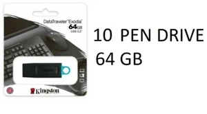 10 Pen Drive 64GB USB 3.2 Kingston Data Traveler Kyson DTX/64GB SPEDIZIONE 24/H - Foto 1 di 1