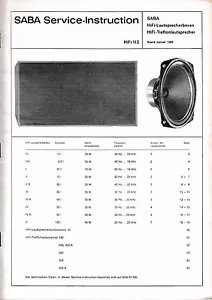 Service Manual-Anleitung für Saba HiFi-Lautsprecherboxen, Jahr 1969 - Picture 1 of 1