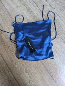 Motel Rocks Blue Satin Crop Top. UK XS - Picture 1 of 3