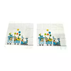 Vintage Circus Train Cotton Curtain Fabric Kitsch Elf Panels 30.75" Set Of 2 - Picture 1 of 4