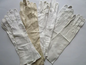 Leather Gloves Hutzlers Abraham Straus Off White Beige Small Size - Picture 1 of 9