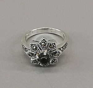 9927882 Anillo de Plata Ónix Marcasitas Gr.54 925er Plata como Nuevo - Imagen 1 de 2