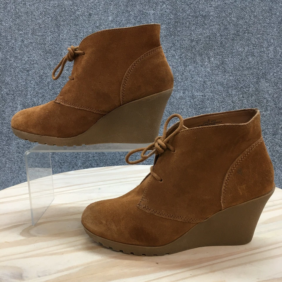 Merona ботинки женщин 8 Kadence чукка коричневый кожаный шнурует вверх лодыжки верхний на танкетке каблуки - Изображение 1 из 4