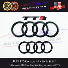 AUDI TTS Emblem GLOSS BLACK Grill Trunk Ring S Line quattro Badge Kit 2011-2015