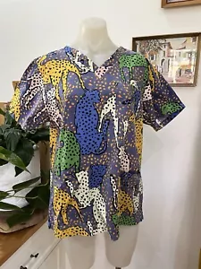 Gorman Scrubs Top Leopard Unicorn Size M - Picture 1 of 6