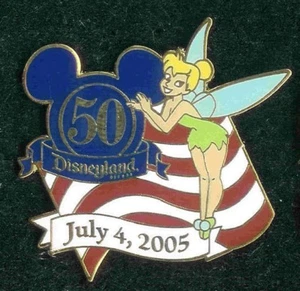 DISNEYLAND 50TH 4TH OF JULY 2005 TINKER BELL CAST MEMBER DISNEY TINK FLAG PIN - Picture 1 of 1