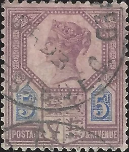 Great Britain Scott #118 Used VF 5p 1887-92 Queen Victoria Jubilee Stamp CV 17.5 - Picture 1 of 1