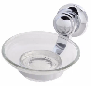 Stylish MILENO Chrome Finish Soap Holder + Glass Dish Bathroom 3059 - Picture 1 of 3