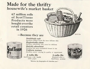 Scot Tissue Waldorf 1927 anuncio impreso en blanco y negro 5 1/4 x 7 papel higiénico saludable - Imagen 1 de 6