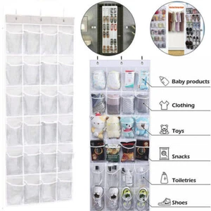 24 Pocket Shoe Holder Organiser Over The Door Hanging Shelf Rack Storage Hook - Picture 1 of 17