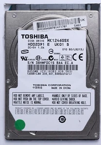 Toshiba 120GB SATA 2.5" Laptop HDD Model MK1246GSX P/N HDD2D91 E UK01 S - Picture 1 of 2