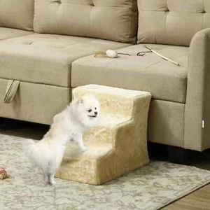 Dog Stairs Bed Sofa Couch Plush 3Step Portable Ladder Cat Puppy Bunny Pet Ramp - Picture 1 of 11